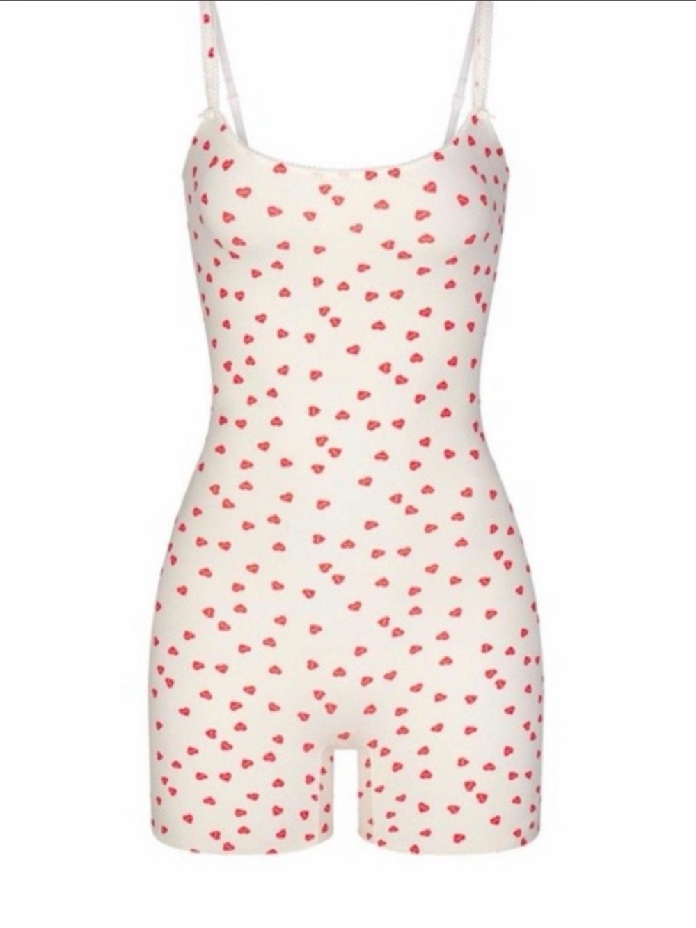 NWT Skims Fits Everybody Onesie Romper White Logo Ruby Heart Print Size 3XL
